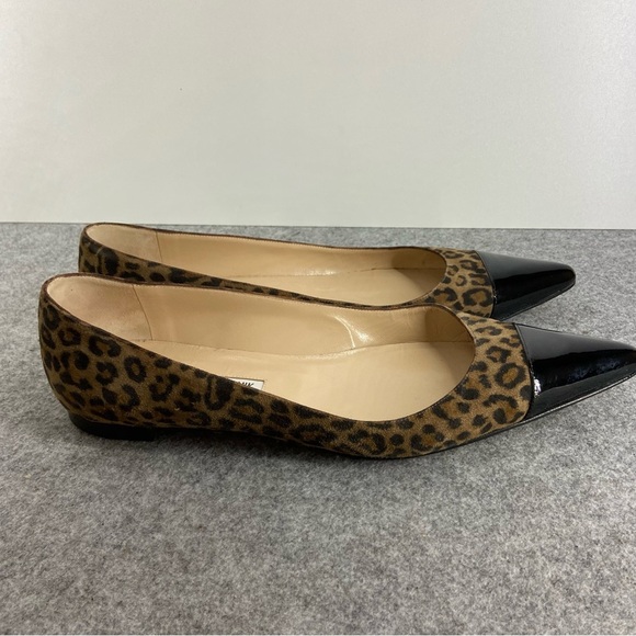Manolo Blahnik Suede Leopard Print Black Patent Flats Women’s Size 41 - US 9-9.5 - Picture 5 of 13
